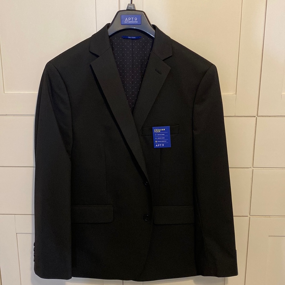 New w/ Tags - Men’s Apt. 9 Premier Flex SlimFit Suit 44S 36x30 Black